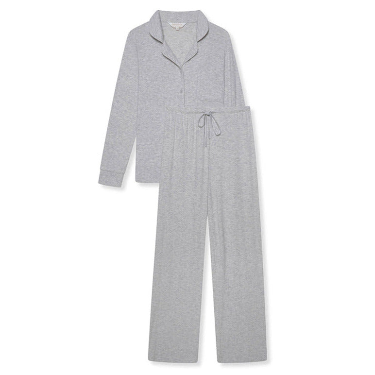 Stretch Ribbed Pyjama Trouser Set - Marl Grey - The NAP Co. - image 1