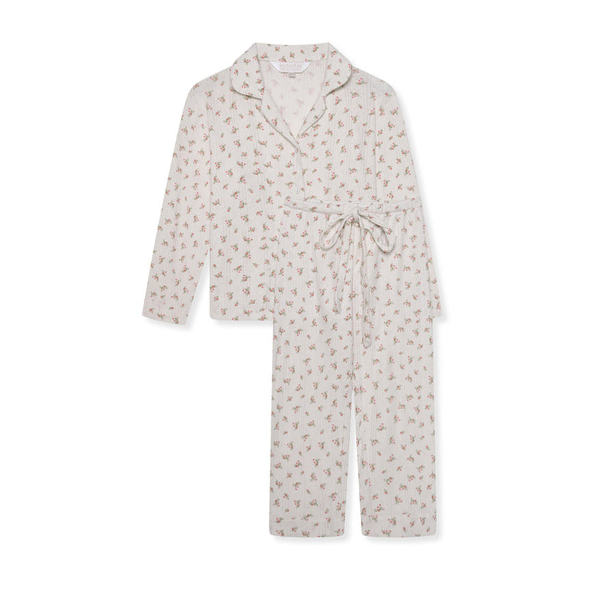 Children’s Cotton Pointelle Trouser PJ Set- Rose - The NAP Co.