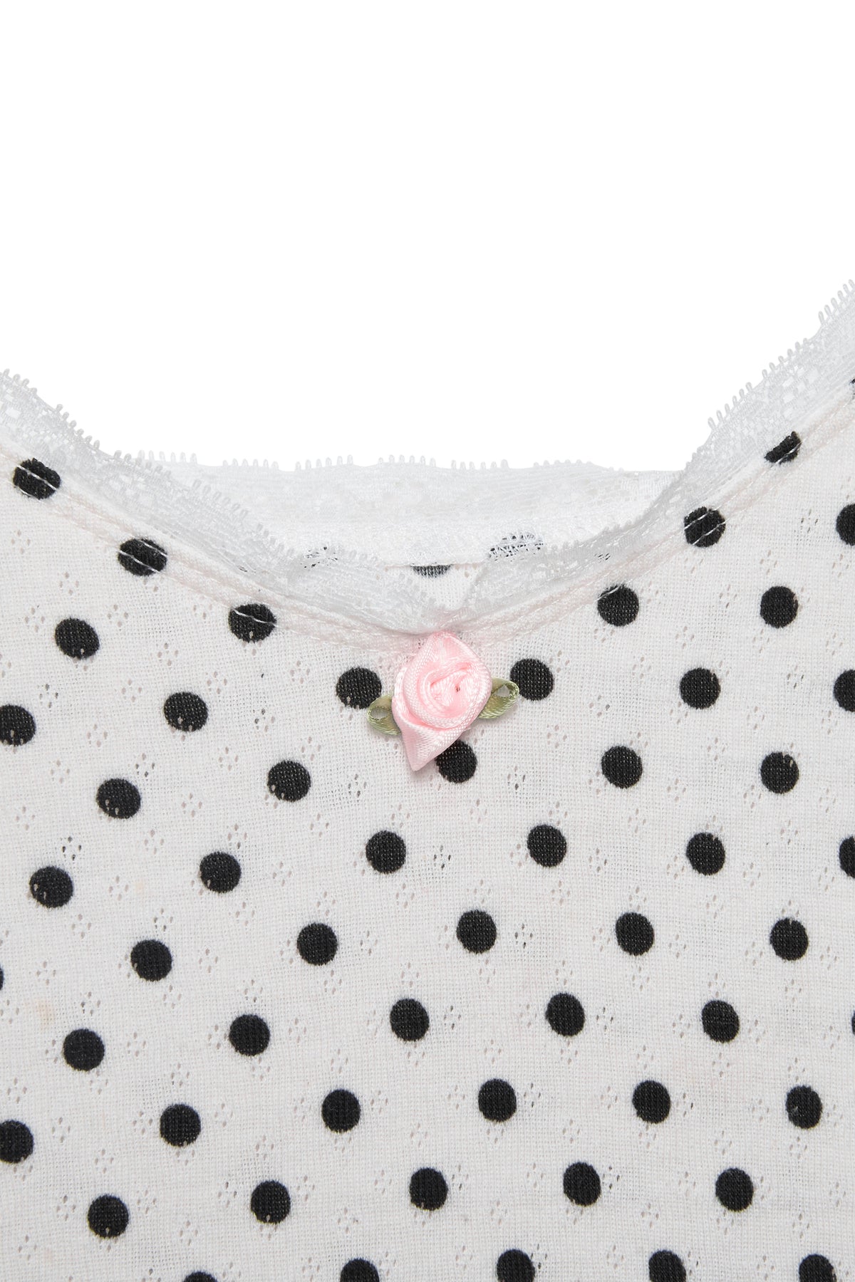 Pointelle Cami Top -Black Polka Dot