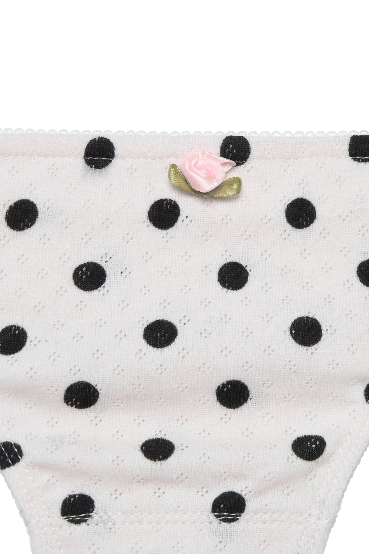 Pointelle Thong Knicker- Black Polka Dot