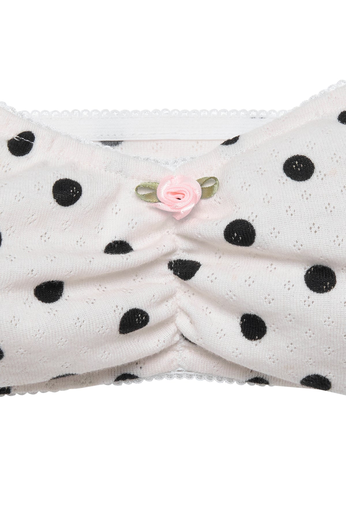 Pointelle Crop Top- Black Polka Dot