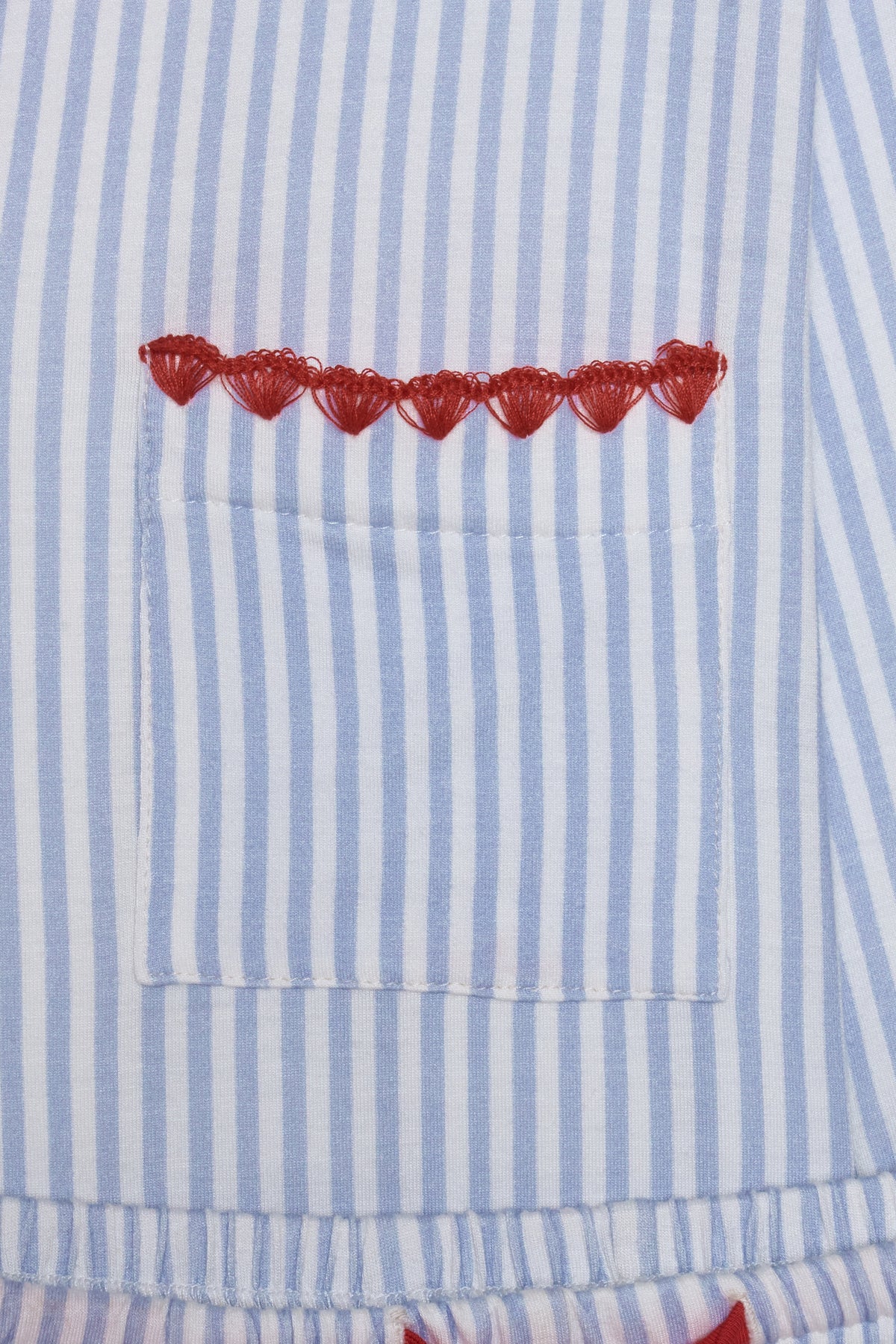 Children's Stitch Stretch Trouser Sleep Set- Blue Stripe/Red-2