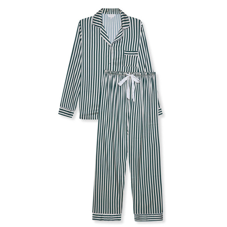 Satin Stretch Trouser PJ- Green Stripe-1