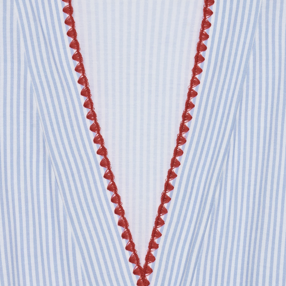 Contrast Stitch Maxi Robe- Blue stripe/ Red-2