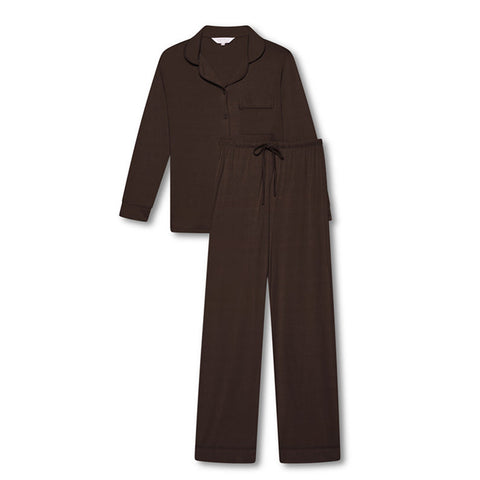 Men's Ribbed Modal Trouser PJ Set - Chocolate