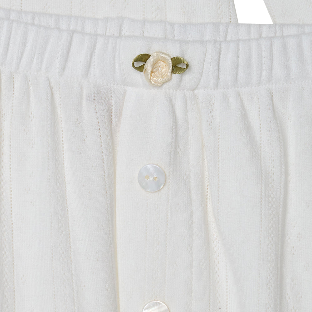 Pointelle Cardigan and Trouser Set- Milk White