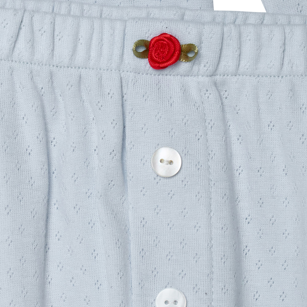 Pointelle Cardigan and Trouser Set- Baby Blue/Red