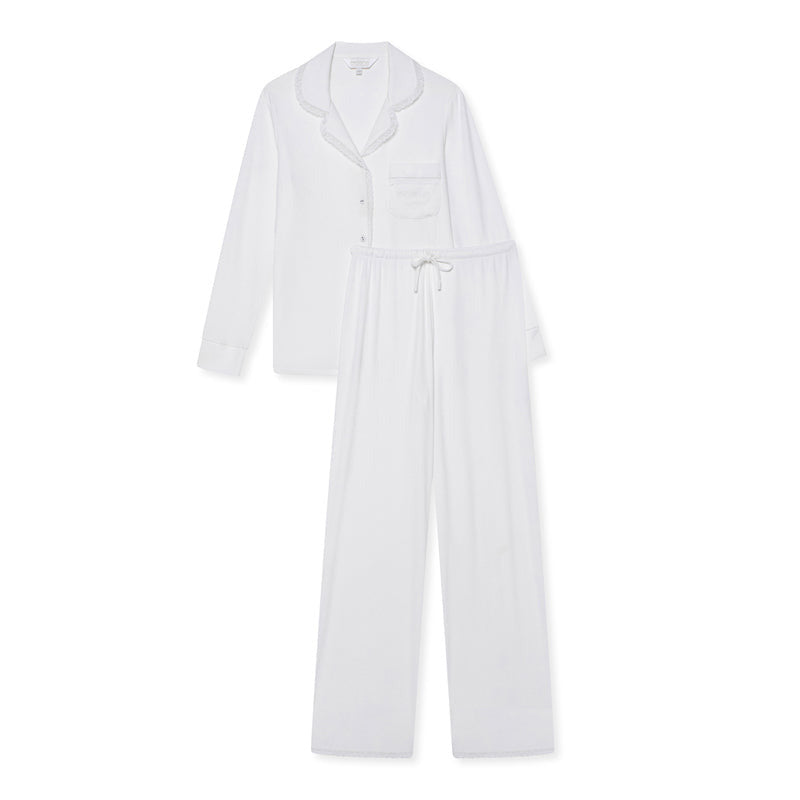 Children’s Modal Trouser PJ Set- White/Lace - The NAP Co.