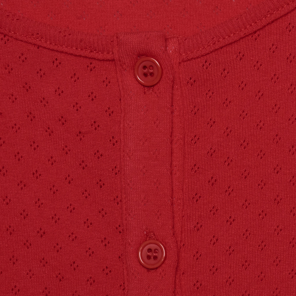 Cotton Pointelle Pyjama Trouser Set - Ruby Red