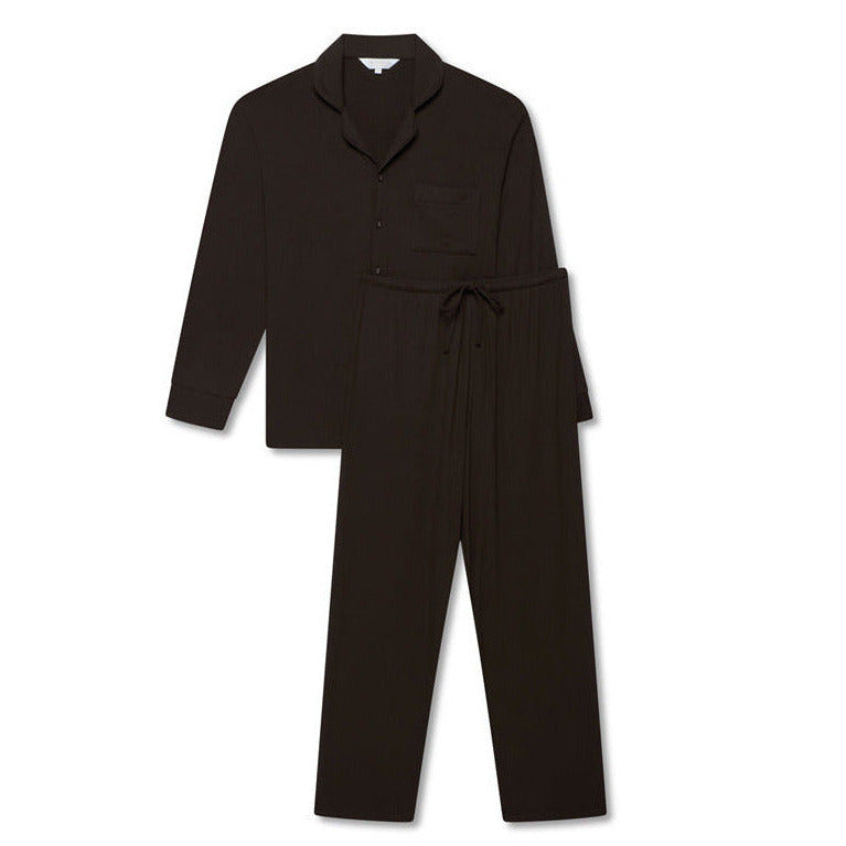 Stretch Ribbed Pyjama Trouser Set - Cocoa - The NAP Co. - image 1