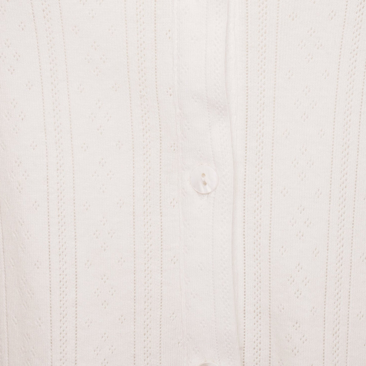 Pointelle Long Sleeved Top- White