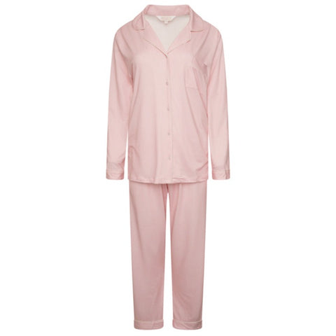 Jersey Stretch Trouser PJ Set- Pink/Cream
