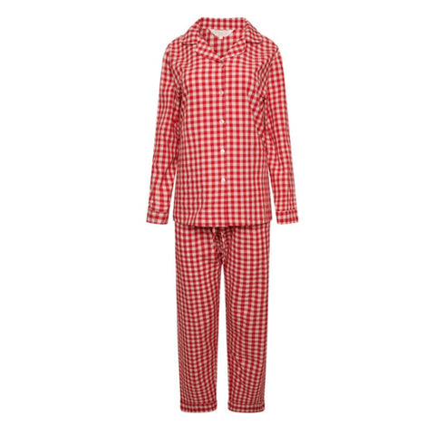 Children's Gingham Trouser PJ Set - Red Check