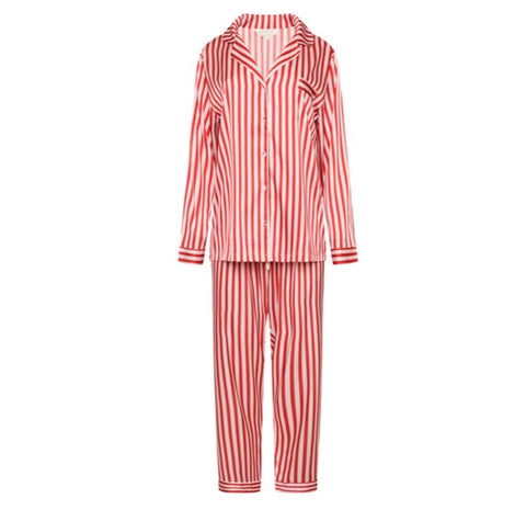 Children's Satin Stripe Trouser PJ Set - Candy