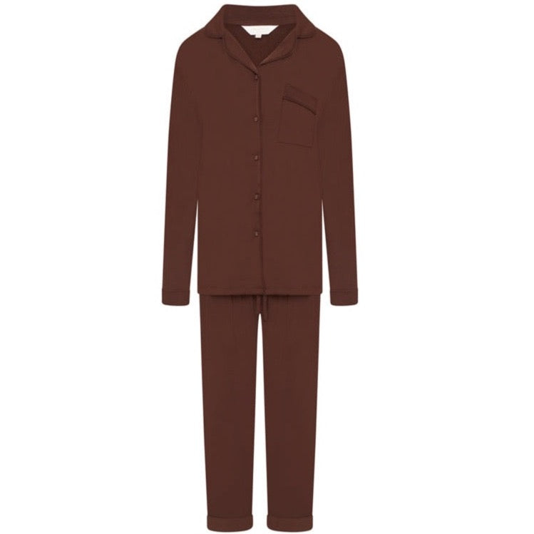 Rayon Stretch Pyjama Trouser Set - Cocoa