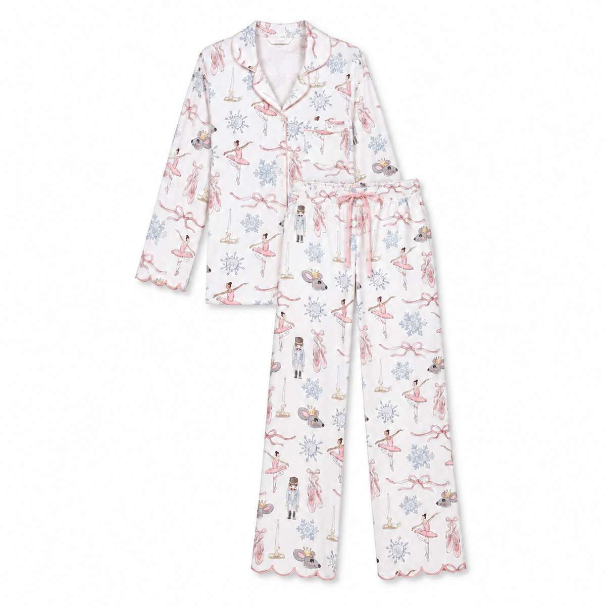Scallop Ribbed Pyjama Trouser Set - Nutcracker-1