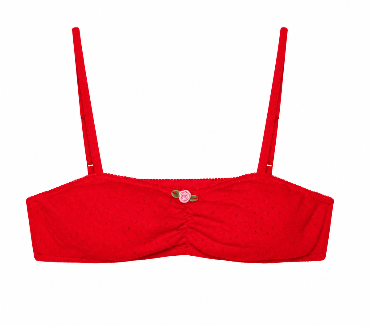 Pointelle Crop Top- Ruby Red-1