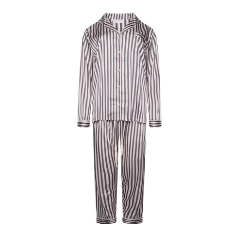 Satin Stretch Trouser PJ- Grey Stripe