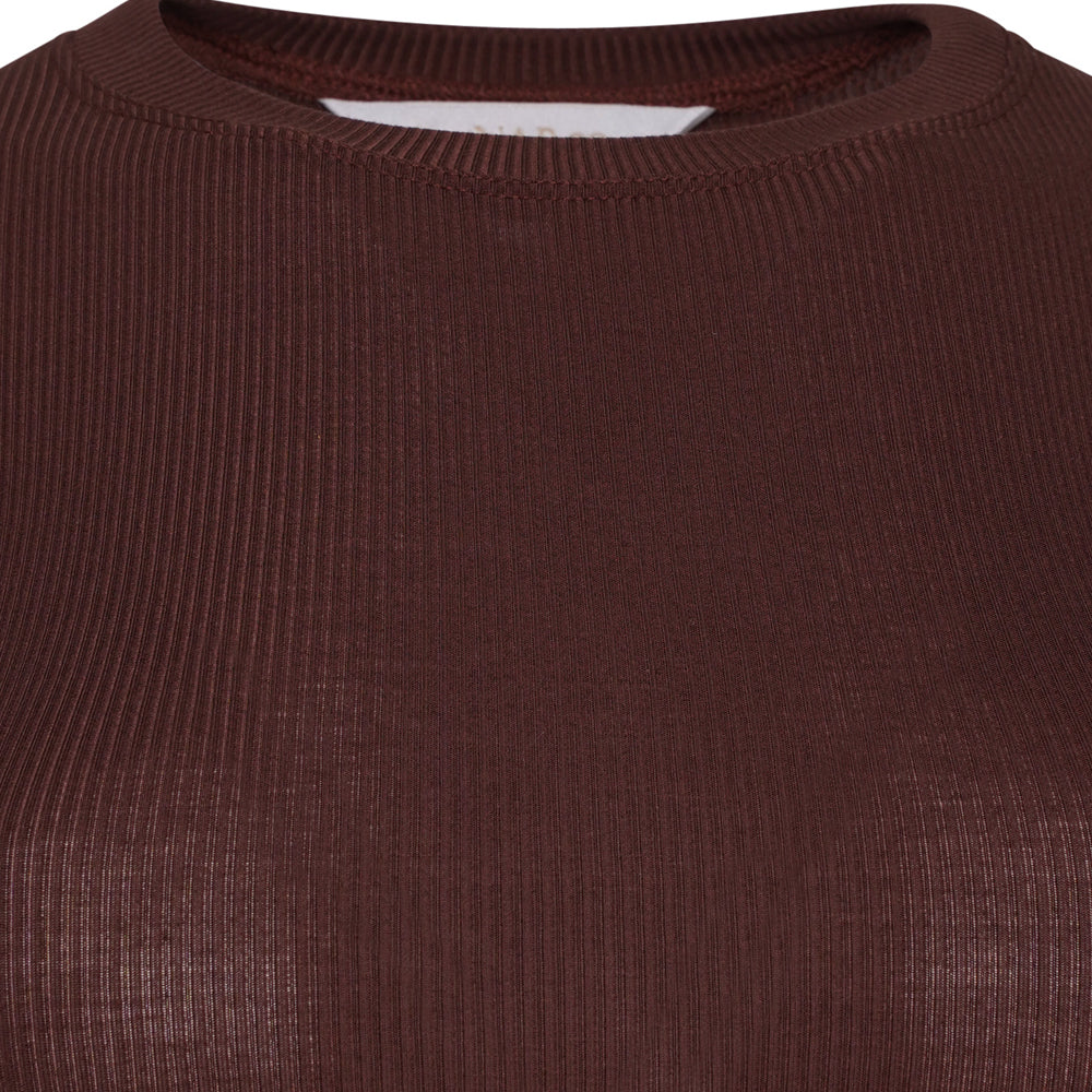 Ribbed Modal Long Sleeved Tshirt- Chocolate