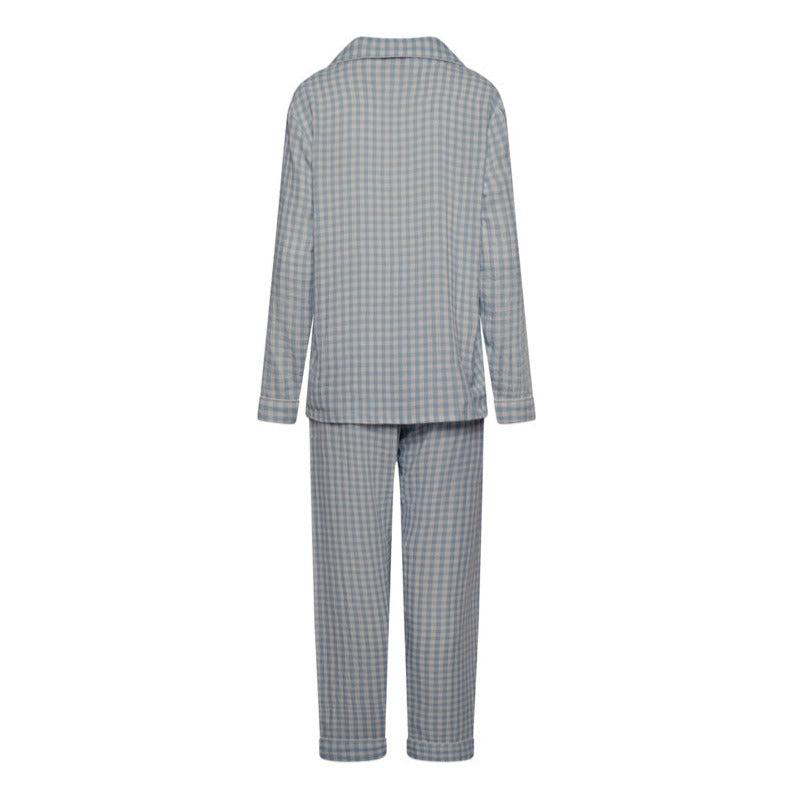 Cotton Trouser PJ Set - Blue Gingham