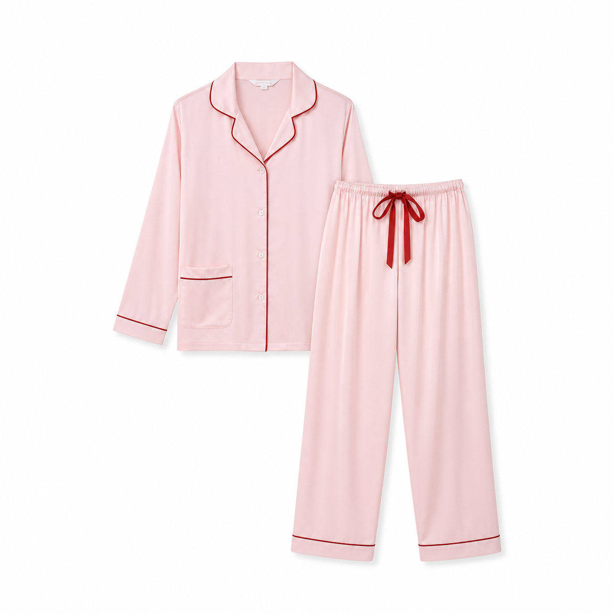 Satin Stretch Trouser PJ- Blush/ Berry