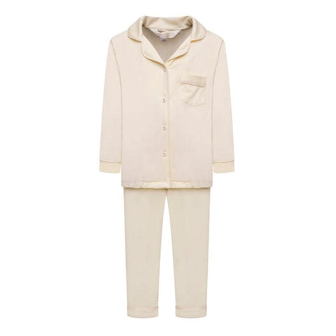 Children's Rayon Stretch Trouser Pyjama Set -Cream - The NAP Co.