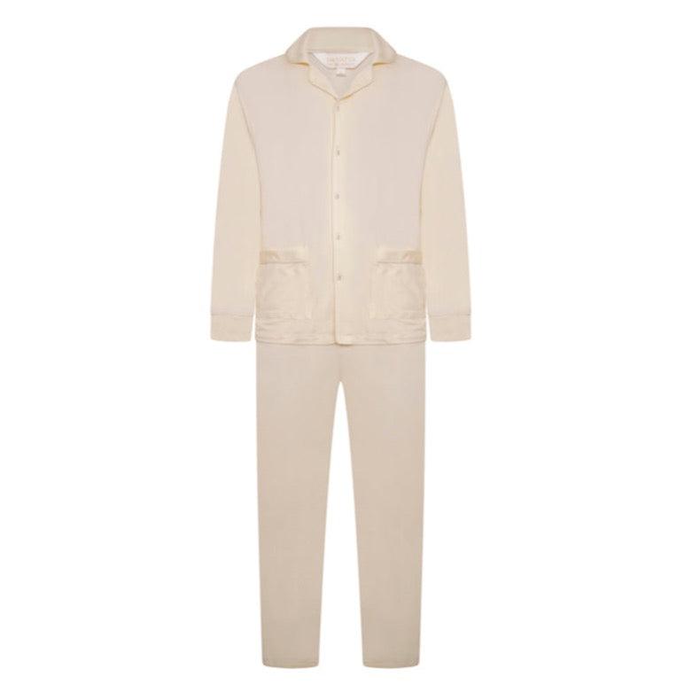 Men's Rayon Stretch Pyjama Trouser Set - Cream - The NAP Co.
