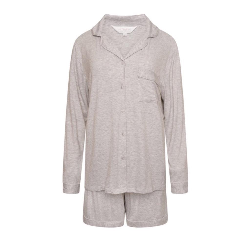 Rayon Stretch Pyjama Short Set - Marl Grey - The NAP Co.